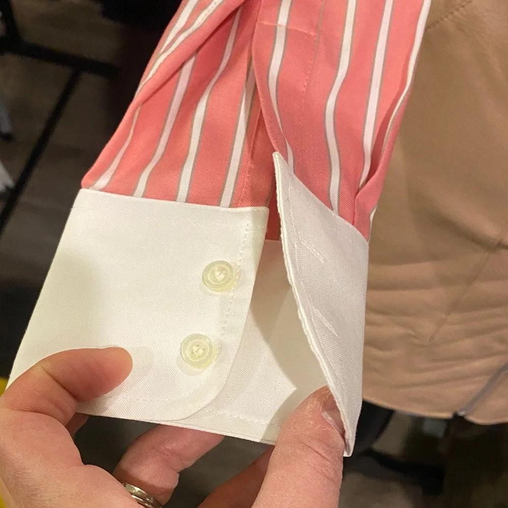 Stylish Pink and White Striped Women’s Dress Shirt - Picture 3 of 8